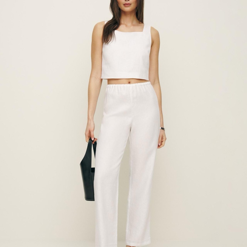 Reformation Remi White Linen Pants - Petite